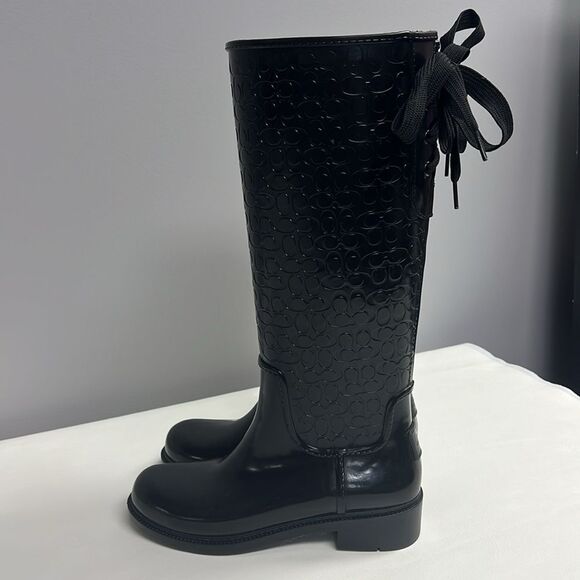 Coach-Classic Signature Logo Lace Up Rain Boots - Picture 7 of 15